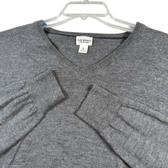 Club Monaco Other - Club Monaco Mens Large Gray V Neck 100% Wool Long Sleeve Sweater Italian Yarn